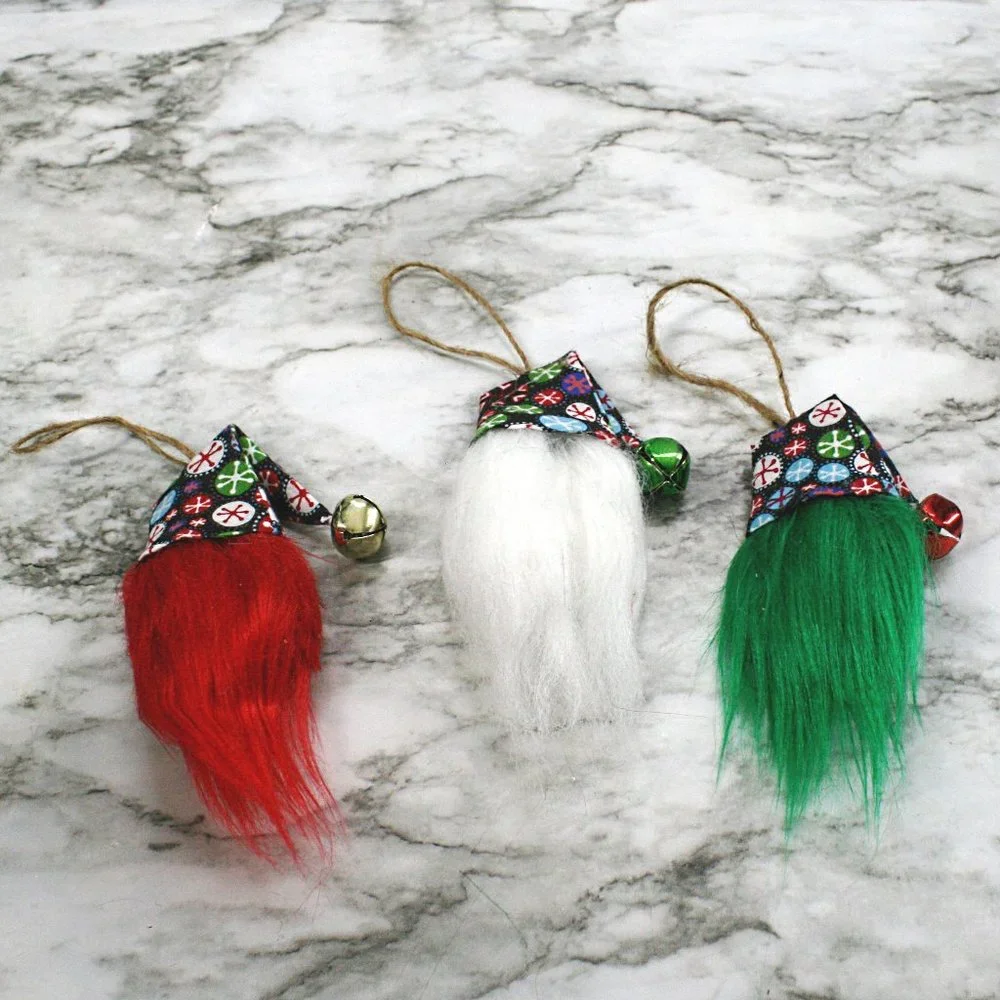 HAND CRAFTED Gnome Christmas Ornaments Set of 3 - Candy Snowflakes